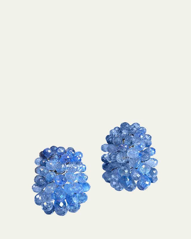 Platinum Briolette Sapphire Clip-On Earrings